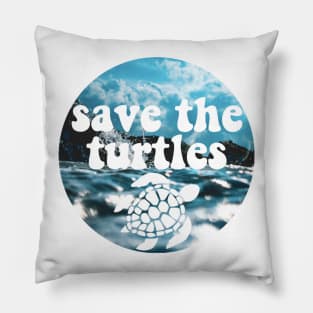 save the turtles Pillow