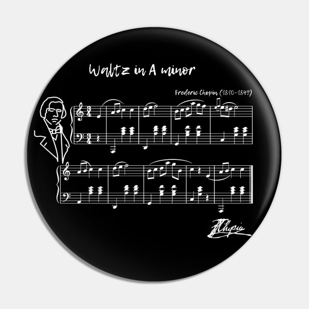 Frederic Chopin Clasic Music Waltz In A Minor Pin by JSJ Art