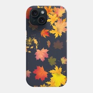 Autumn Scattered Leaf Design - Fall Leaves - Maple Leaves  - Autumn Colours - Orange Background Phone Case