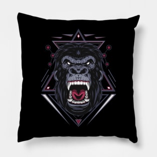 ferocious the gorilla head Pillow