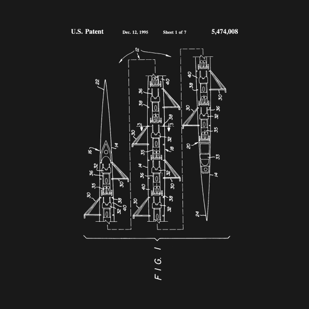 8 Man Rowing Shell Scull Patent, boat art by Anodyle