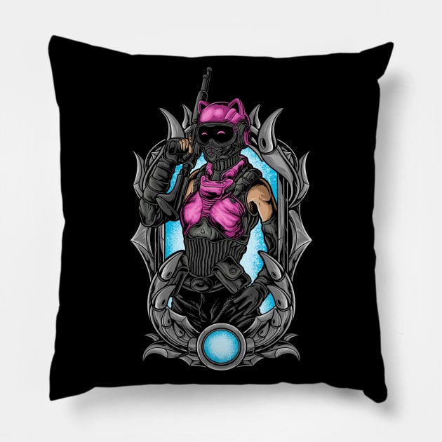 cyber cat Pillow by sugiartoss_