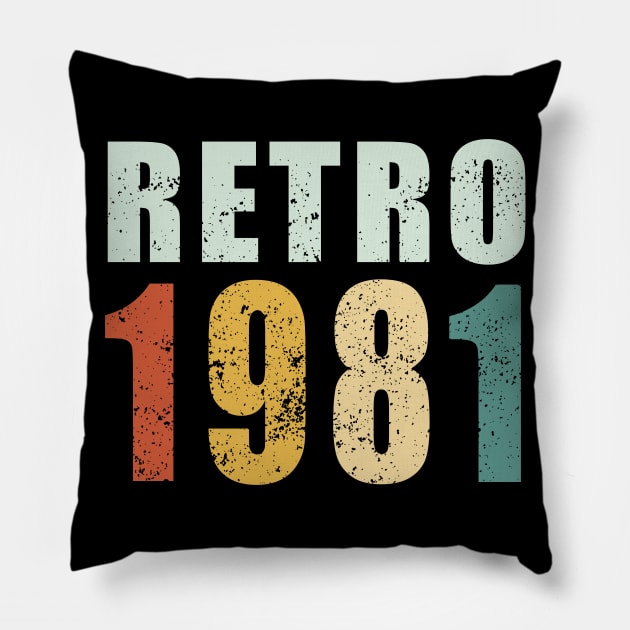 40th Birthday Gifts Year Old - Retro 1981 T-Shirt Pillow by heehee shop