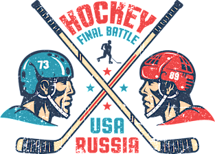 Retro poster for the final hockey match between Russia and the United States Magnet