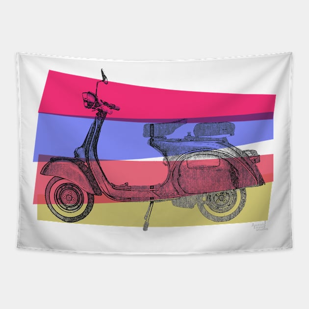 Scooter fifties style Tapestry by AaaahEeeekStudio