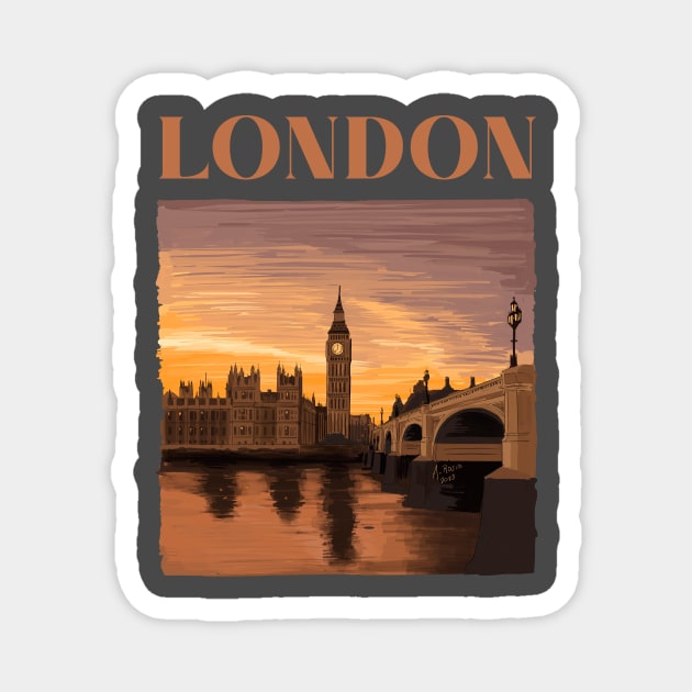 London by sunset Illustration Magnet by burrotees