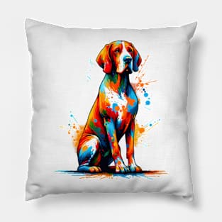 Vibrant Bracco Italiano in Abstract Splash Art Pillow