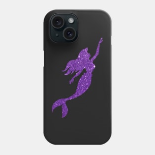 Purple Faux Glitter Mermaid Silhouette Phone Case