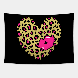 Leopard Heart Kiss, Cheetah Heart, Kiss Tapestry