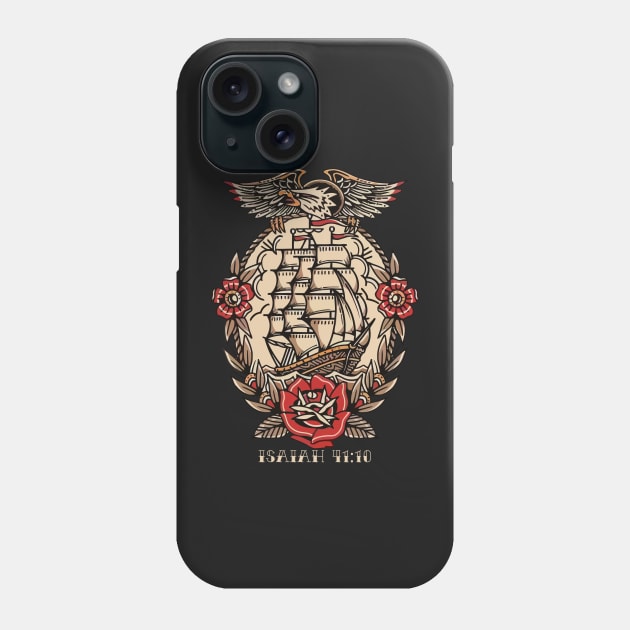 Ship Eagle American Traditional Tattoo Flash Phone Case by thecamphillips