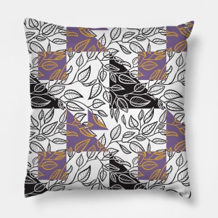 Minimalist Leaf Line Art Illustration as a Seamless Surface Pattern Design Pillow