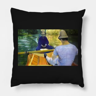 boaters on the yerres - Gustave Caillebotte Pillow