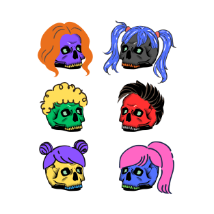 6 Skulls with cool hair T-Shirt