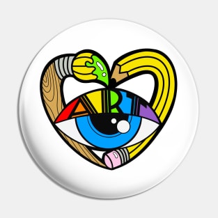 Eye Heart Art Pin