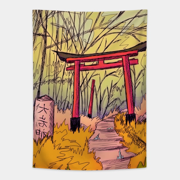 The Japanese Garden Tapestry by Swadeillustrations