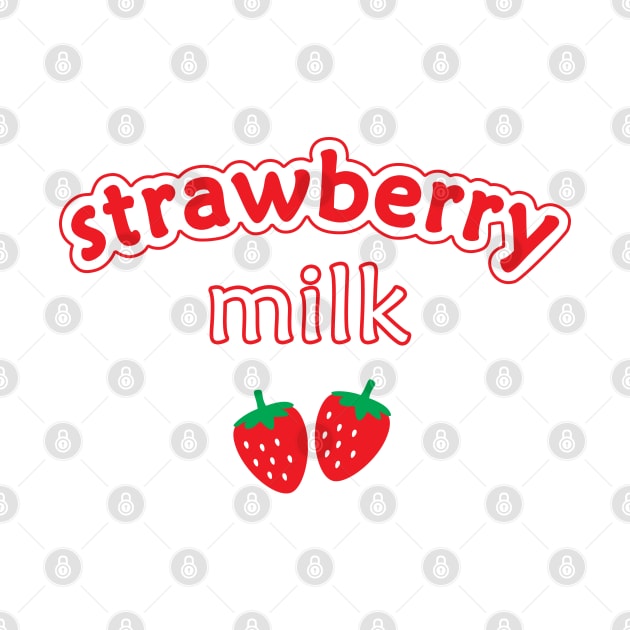 Strawberry Milk Kawaii Cute Strawberries Red by CandyMoonDesign