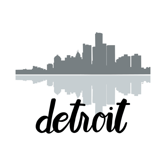 Detroit Skyline - Hand Lettered Gray by monitdesign