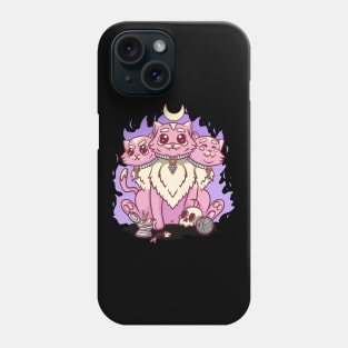 Kawaii Pastel Goth Cute Creepy 3 Headed Cat Skul, Phone Case