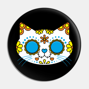 Sugar Skull Cat Pin