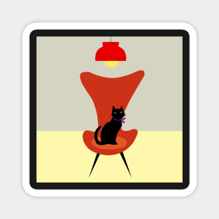 Cat on the red sofa Magnet