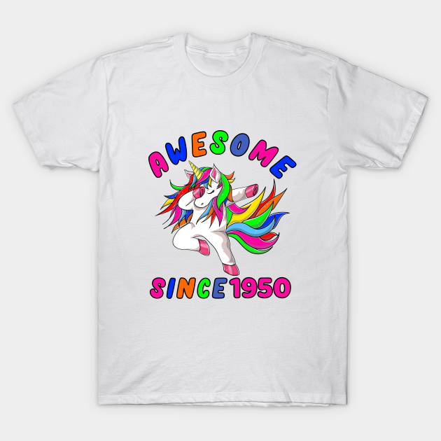 Discover Awesome Since 1950- Dabbing Unicorn -71th Birthday Gift Girls - Awesome Since 1950 - T-Shirt