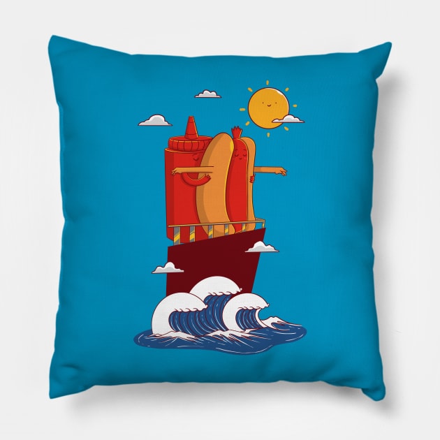 Romantic Hotdog Pillow by Artthree Studio