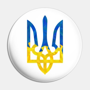 Low polygonal ukrainian trident white Pin