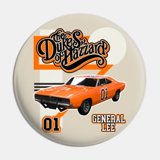 Retro Style General Lee Hazzard Racing Design Pin