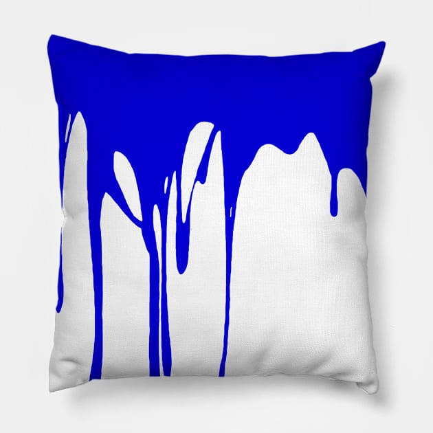 Blue Dripping Paint Pillow by CBV