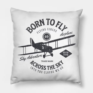 Aviator's Dream - "Born to Fly" Vintage Airplane Pillow