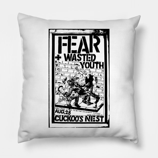 Fear / Wasted Youth Punk Flyer Pillow by Punk Flyer Archive