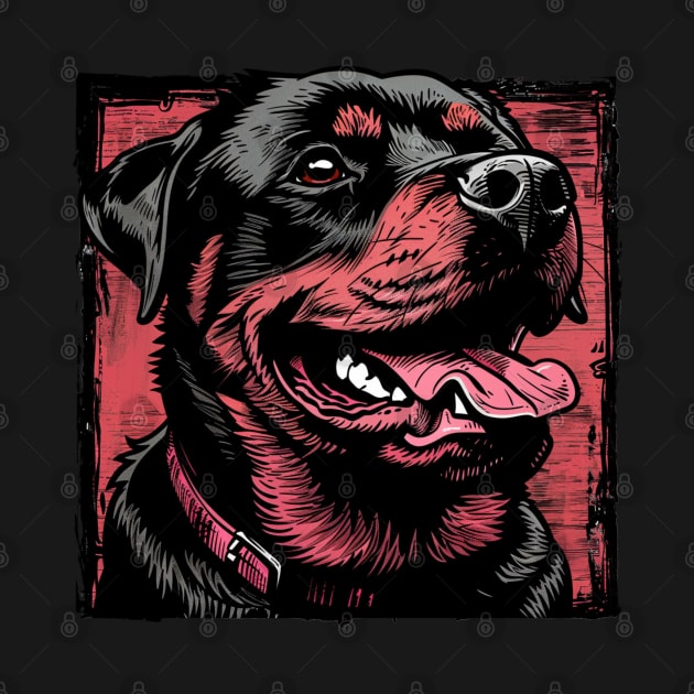 Retro Art Rottweiler Dog Lover by June Sixteen