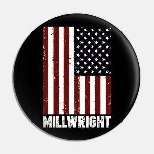 Millwright T-Shirt - American Flag Gift Pin