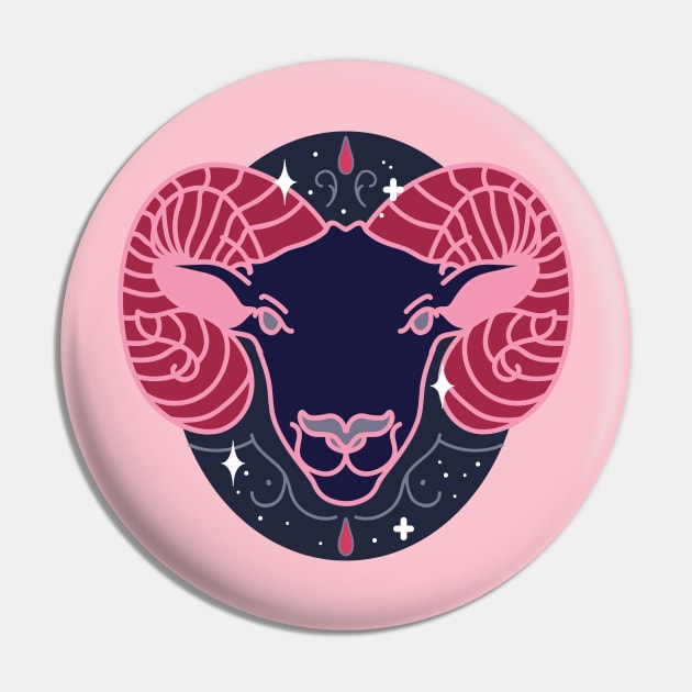 Aries Ram (Pink) Pin by VenusAndMoon