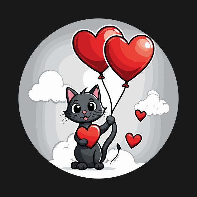 Cat Heart Balloon - Valentines Day by FluffigerSchuh