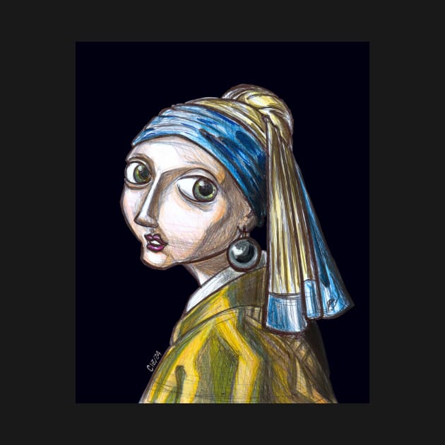 Caricature Girl with a Pearl Earring by CIZDIBUJOS