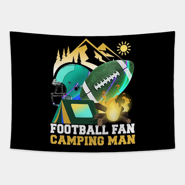 Football fan Camping man Tapestry by Mayathebeezzz