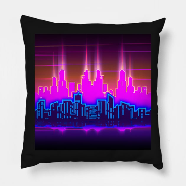 Laser neon city Pillow by SJG-digital