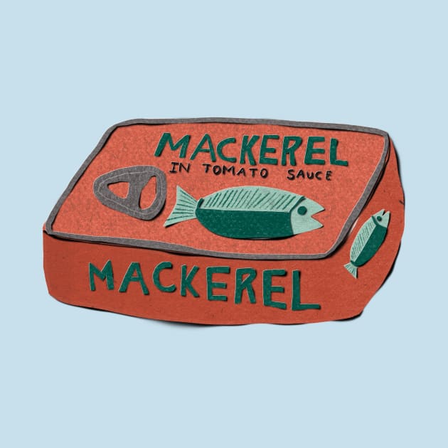 Mackerel vintage tin paper cut illustration by Kimmygowland