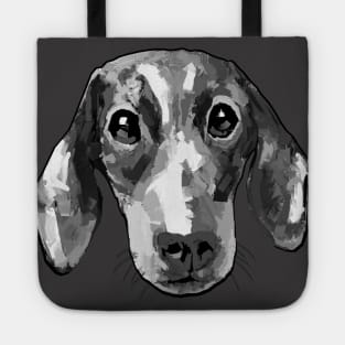 Black and white dachshund dog Tote