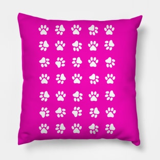 Dog Paw Print White Dog Lover - Paw Print Art Pillow