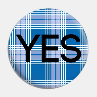 YES, Scottish Independence Saltire Blue Tartan Circle Pin