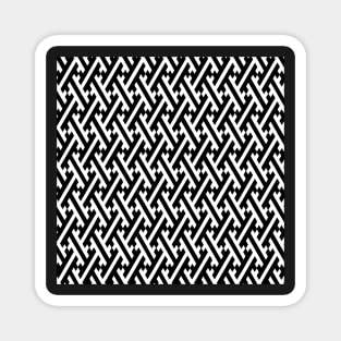 Traditional Japanese Sayagata Geometric Pattern in Greyscale/Black and White Magnet