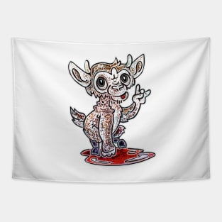 Cute Chupacabra (throwing the Devil Horns) Tapestry