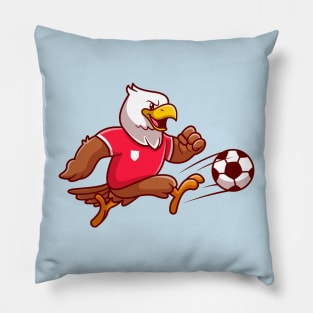 Cute Eagle Playing Soccer Ball Cartoon Pillow