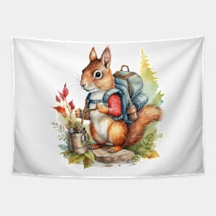 Watercolor Adventure Squirrel #8 Tapestry