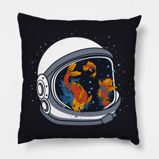 Koi fish in astronaut helmet Pillow