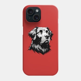 Stunning and Cool Flat-Coated Retriever Monochrome and Gold Portrait for Father's Day Phone Case