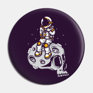 Astronaut And Skull Moon Pin