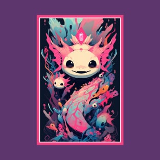 Cute Axolotl Anime Art Design | Cute Animals | Axolotl Hentaii Chibi Kawaii Design T-Shirt